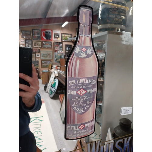 969 - Power's Pure Pot Still Whiskey framed advertising mirror. {76 cm H x 51 cm W}.