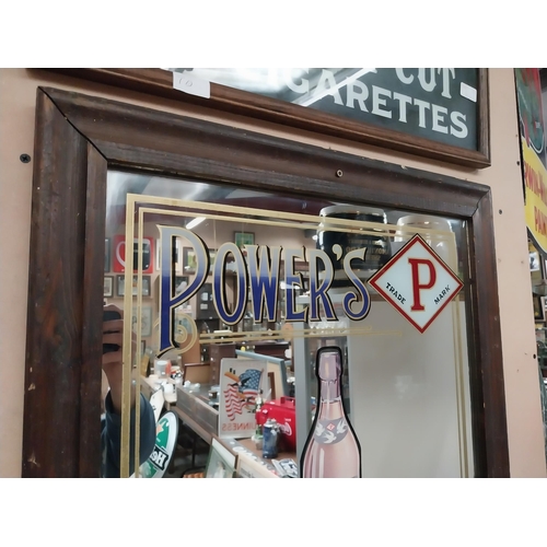 969 - Power's Pure Pot Still Whiskey framed advertising mirror. {76 cm H x 51 cm W}.