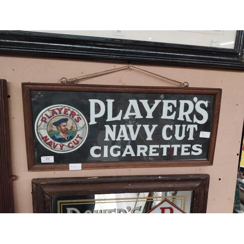 970 - Player's Navy Cut Cigarettes framed advertising showcard. {27 cm H x 62 cm W}.