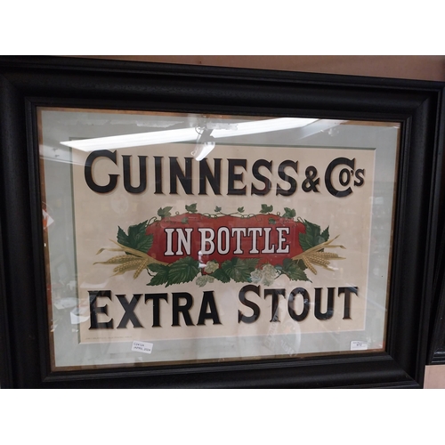 972 - Framed Guinness and Co's  Extra Stout in Bottle advertising print. {63 cm H x 83 cm W}.