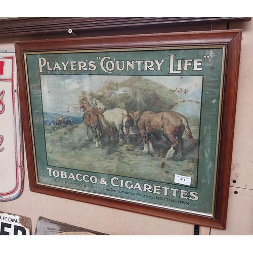 974 - Framed Player's Country Life showcard. {44 cm H x 56 cm W}.