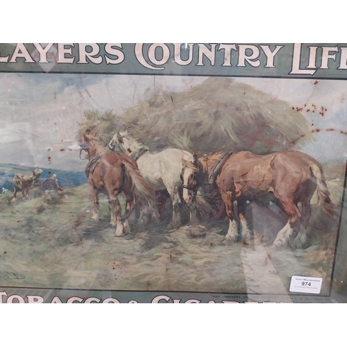 974 - Framed Player's Country Life showcard. {44 cm H x 56 cm W}.