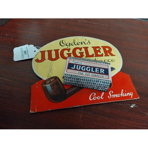 981 - Ogden's Juggler Tobacco Showcard. {17 cm H x 20 cm W}.