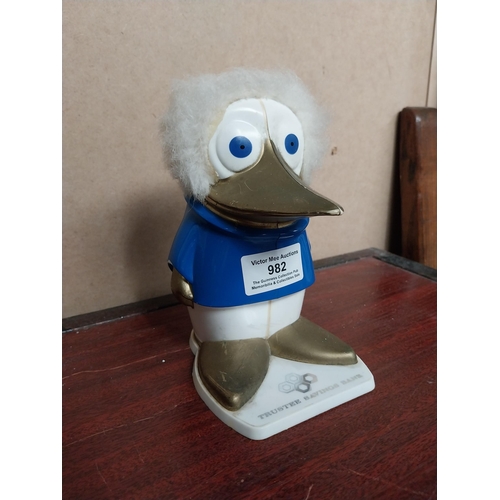 982 - Trustee Savings Bank money box in form of a Duck. {16 cm H x 9 cm W  x 12 cm D}.