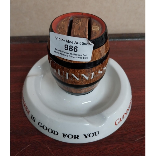 986 - Guinness is Good For You ceramic ashtray and match strike by Minton {10 cm H x 14 cm Dia.}. PART OF ... 