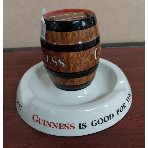 986 - Guinness is Good For You ceramic ashtray and match strike by Minton {10 cm H x 14 cm Dia.}. PART OF ... 