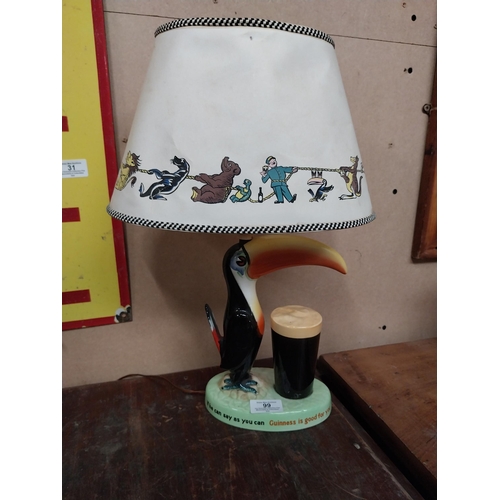 99 - Guinness Carltonware Toucan advertising lamp with original shade. {28 cm H x 17 cm W}.