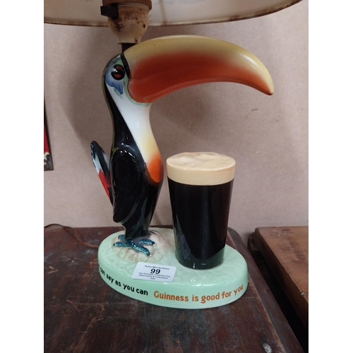 99 - Guinness Carltonware Toucan advertising lamp with original shade. {28 cm H x 17 cm W}.