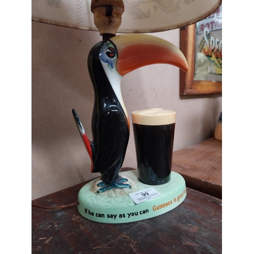 99 - Guinness Carltonware Toucan advertising lamp with original shade. {28 cm H x 17 cm W}.