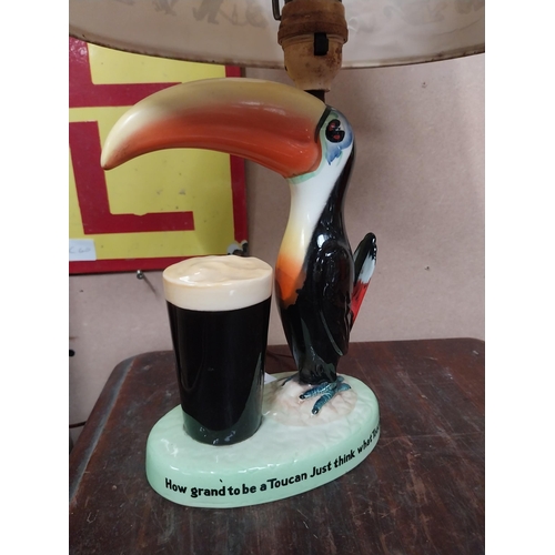 99 - Guinness Carltonware Toucan advertising lamp with original shade. {28 cm H x 17 cm W}.