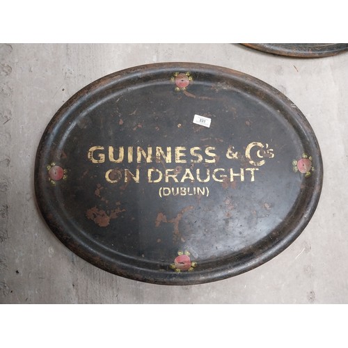 331 - Two early 20th C. tinplate drinks trays - Guinness and Co's on Draught Dublin and Arthur Guinness So... 