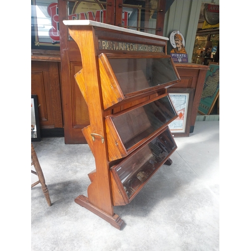 670 - Rare 19th C. Gray Dunn & Co's High Class Biscuits mahogany waterfall advertising cabinet with marble... 