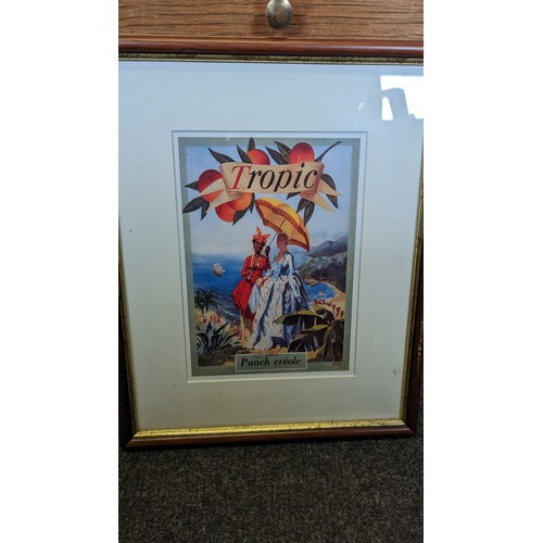 96A - Set of four French framed advertising prints {33cm H x 26cm W}