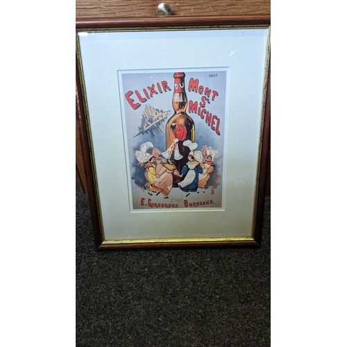 96A - Set of four French framed advertising prints {33cm H x 26cm W}