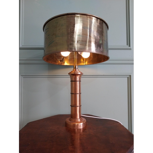 1 - Good quality Mid-century copper and brass table lamp {68 cm H x 43 cm Dia.}.