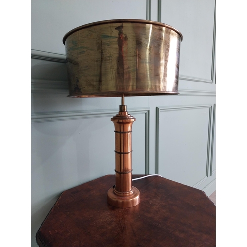 1 - Good quality Mid-century copper and brass table lamp {68 cm H x 43 cm Dia.}.