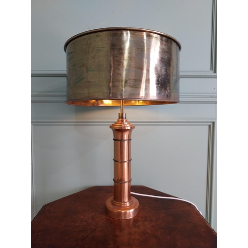 1 - Good quality Mid-century copper and brass table lamp {68 cm H x 43 cm Dia.}.