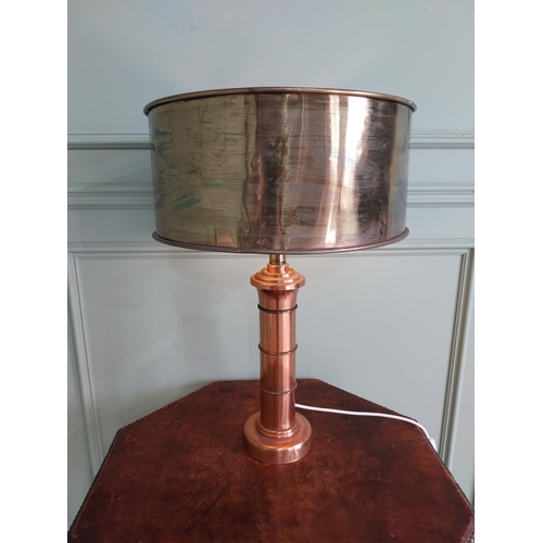 1 - Good quality Mid-century copper and brass table lamp {68 cm H x 43 cm Dia.}.