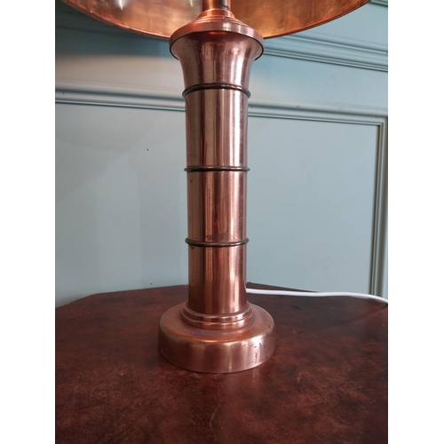 1 - Good quality Mid-century copper and brass table lamp {68 cm H x 43 cm Dia.}.