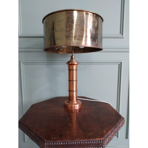 1 - Good quality Mid-century copper and brass table lamp {68 cm H x 43 cm Dia.}.