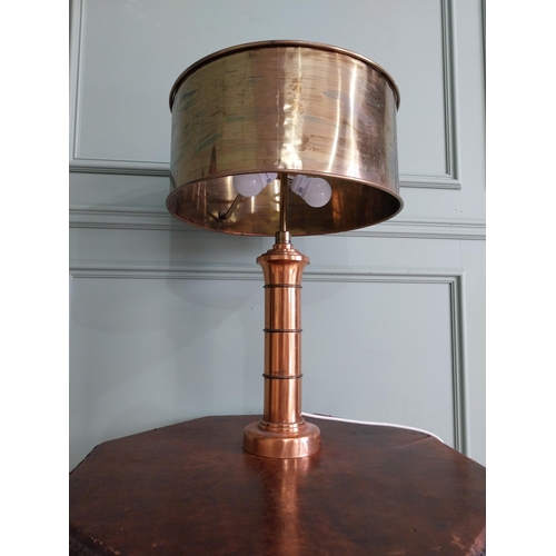 1 - Good quality Mid-century copper and brass table lamp {68 cm H x 43 cm Dia.}.