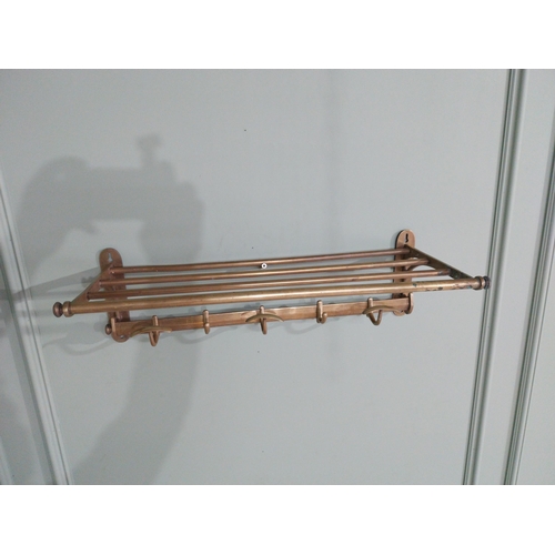 111 - Good quality early 20th C. brass coat hanger and luggage rack {20 cm H x 65 cm W x 26 cm D}.