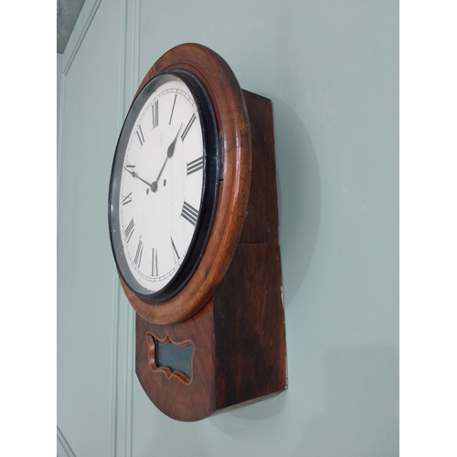 139 - 19th C. walnut wall clock with white enamel dial {56 cm H x 42 cm W x 17 cm D}.