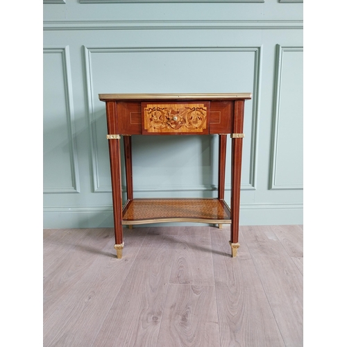 140 - Good quality French kingwood side table raised on square tapered legs {77 cm H x 66 cm W x 43 cm D}.