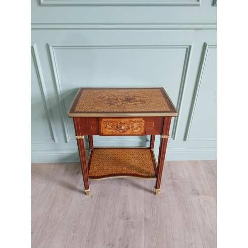 140 - Good quality French kingwood side table raised on square tapered legs {77 cm H x 66 cm W x 43 cm D}.