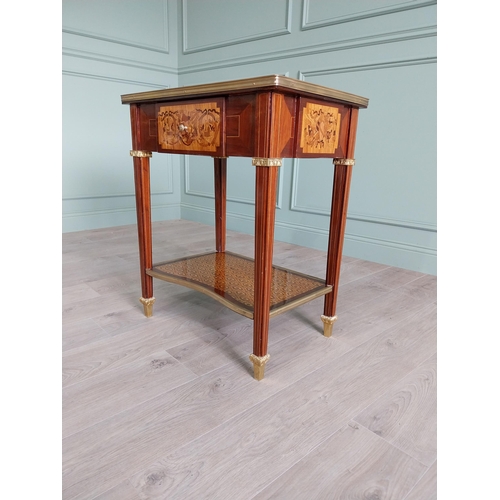 140 - Good quality French kingwood side table raised on square tapered legs {77 cm H x 66 cm W x 43 cm D}.