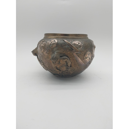 145 - Decorative Oriental bronze jardiniere {16 cm H x 23 cm Dia.}.