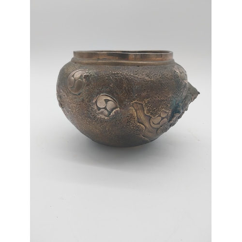 145 - Decorative Oriental bronze jardiniere {16 cm H x 23 cm Dia.}.