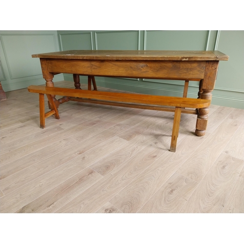 152 - Pair of good quality early 20th C. cherrywood benches raised on splayed legs {45 cm H x 202 cm W x 3... 