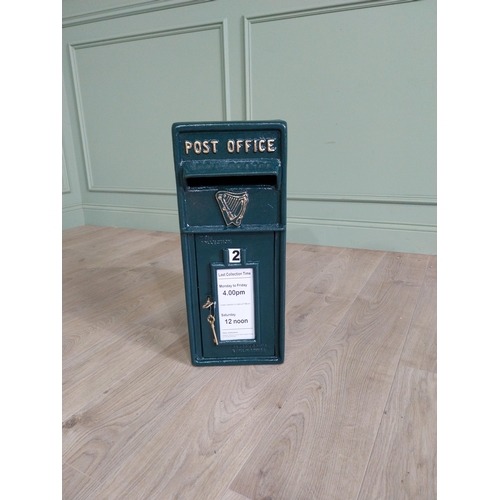 153 - Cast iron Irish post box {57 cm H x 24 cm W x 37 cm D}.