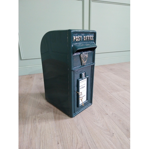 153 - Cast iron Irish post box {57 cm H x 24 cm W x 37 cm D}.