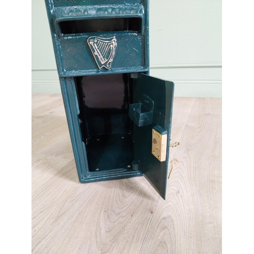 153 - Cast iron Irish post box {57 cm H x 24 cm W x 37 cm D}.