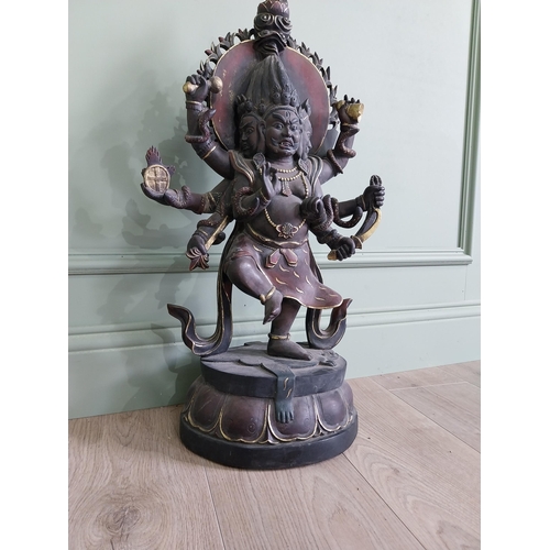 154 - Carved hardwood Budha Deity {71 cm H x 40 cm W x 22 cm D}.