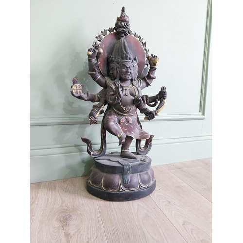 154 - Carved hardwood Budha Deity {71 cm H x 40 cm W x 22 cm D}.