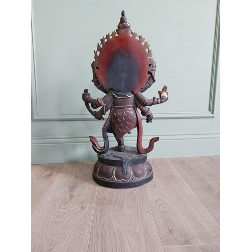 154 - Carved hardwood Budha Deity {71 cm H x 40 cm W x 22 cm D}.