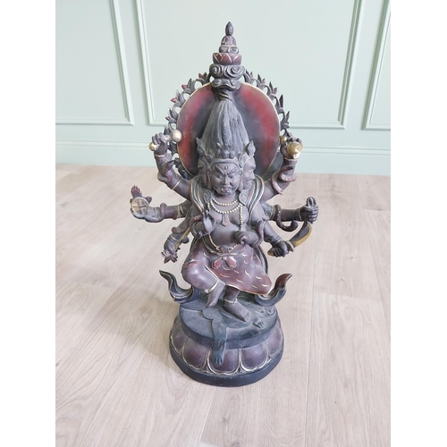 154 - Carved hardwood Budha Deity {71 cm H x 40 cm W x 22 cm D}.