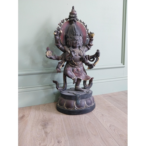 154 - Carved hardwood Budha Deity {71 cm H x 40 cm W x 22 cm D}.