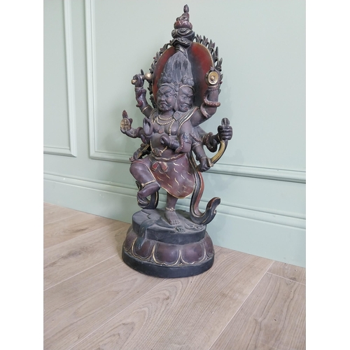 154 - Carved hardwood Budha Deity {71 cm H x 40 cm W x 22 cm D}.