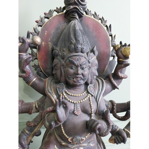 154 - Carved hardwood Budha Deity {71 cm H x 40 cm W x 22 cm D}.