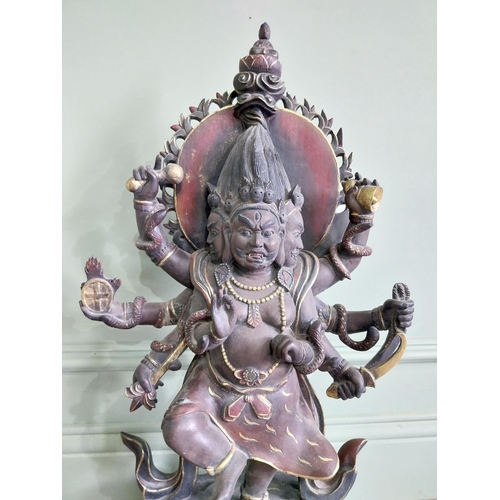 154 - Carved hardwood Budha Deity {71 cm H x 40 cm W x 22 cm D}.