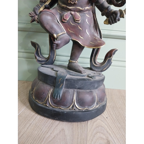 154 - Carved hardwood Budha Deity {71 cm H x 40 cm W x 22 cm D}.