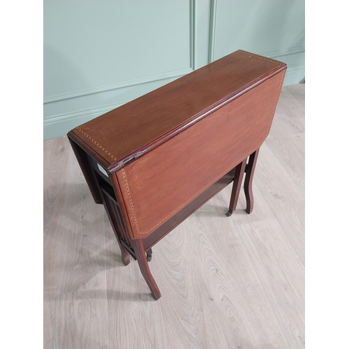 156 - Edwardian mahogany and satinwood Sunderland table {66 cm H x 61 cm W x 20 cm D}.