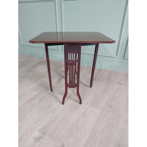 156 - Edwardian mahogany and satinwood Sunderland table {66 cm H x 61 cm W x 20 cm D}.