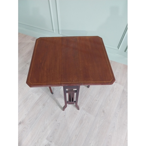 156 - Edwardian mahogany and satinwood Sunderland table {66 cm H x 61 cm W x 20 cm D}.