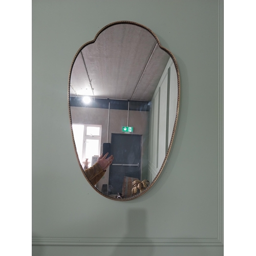 158 - Rare 1950s Italian bronze framed wall mirror in the Gio Ponti style {96 cm H x 60 cm W}.