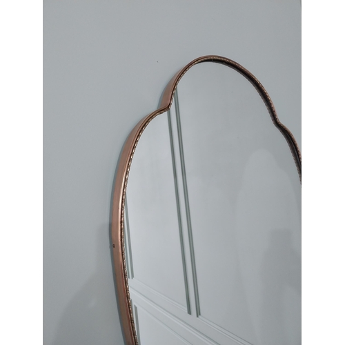 158 - Rare 1950s Italian bronze framed wall mirror in the Gio Ponti style {96 cm H x 60 cm W}.